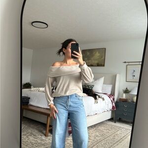 Abercrombie & Fitch  Off-Shoulder Cream Sweater